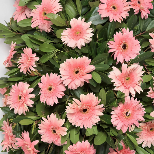 Tek Katlı Büyük Pembe Gerbera Çiçekli Çelenk - Rosentra | Premium Flowers