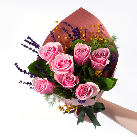 Peach Whisper – Somon Bukette Pembe Gül ve Lavanta