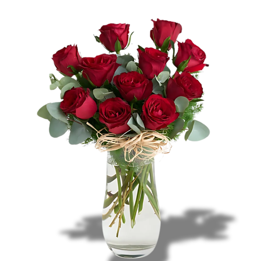 Vazoda 11'li Kırmızı Gül - Rosentra | Premium Flowers