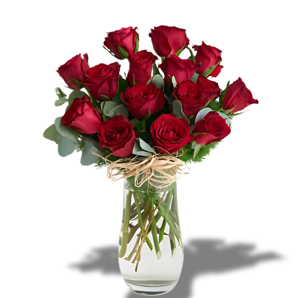 Vazoda 15'li Kırmızı Gül - Rosentra | Premium Flowers