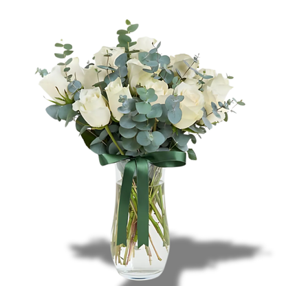 Vazoda 25'li Beyaz Gül - Rosentra | Premium Flowers