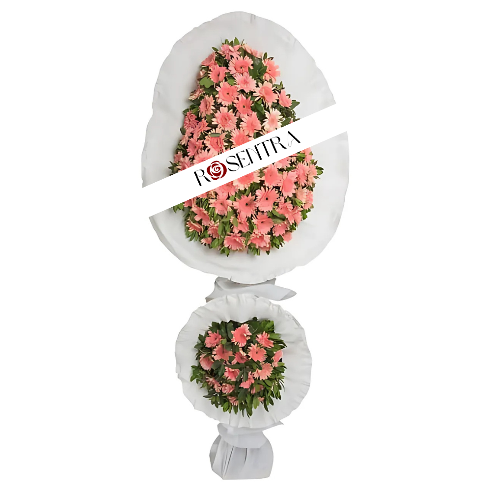 Pembe Gerberalar İki Katlı Çelenk - Rosentra | Premium Flowers