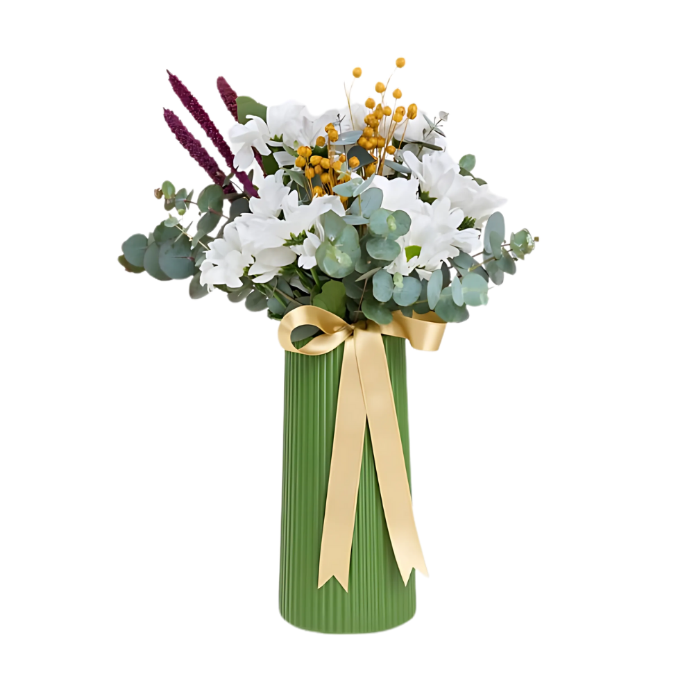 Simple Joy – Yeşil Vazoda Beyaz Papatya