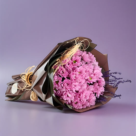 Green Whisper – Yeşil Kahve Bukette Pembe Papatya