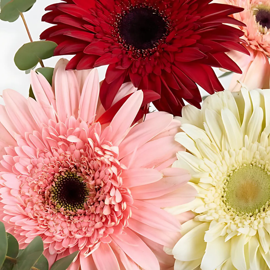 Joy Mix – Yeşil Vazoda Rengarenk Gerbera