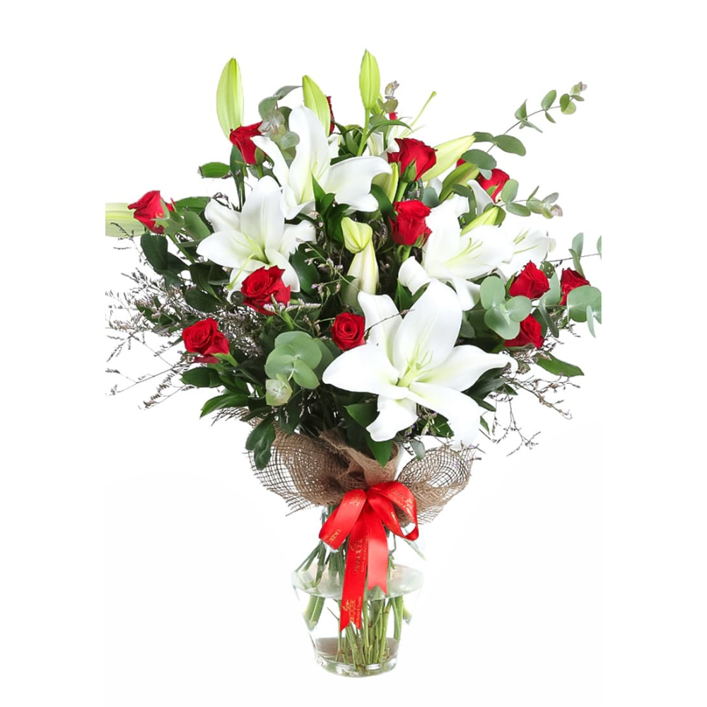 Scarlet Soul – Cam Vazoda Lilyum ve Kırmızı Güller