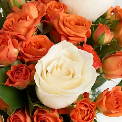 Yeşil Vazoda Renkli Güller & Ayıcık - Rosentra | Premium Flowers