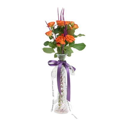 Orange Line – İnce Cam Vazoda Turuncu Çardak Güller