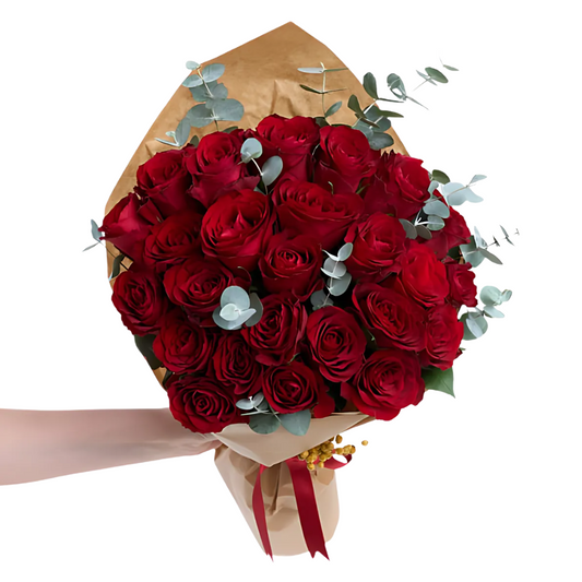 Kraft 25 Kırmızı Gül Buketi - Rosentra | Premium Flowers