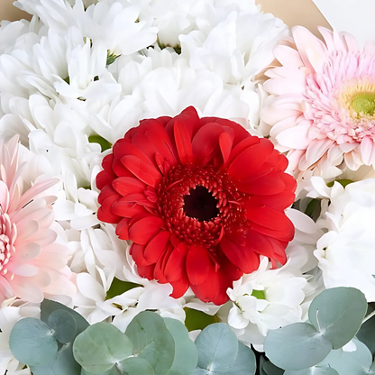 Yeşil Kahve Kağıtta Papatya ve Gerbera Buketi - Rosentra | Premium Flowers