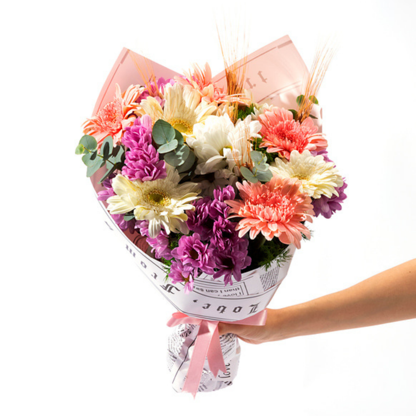 Daily Joy – Gazete Bukette Gerbera ve Papatya