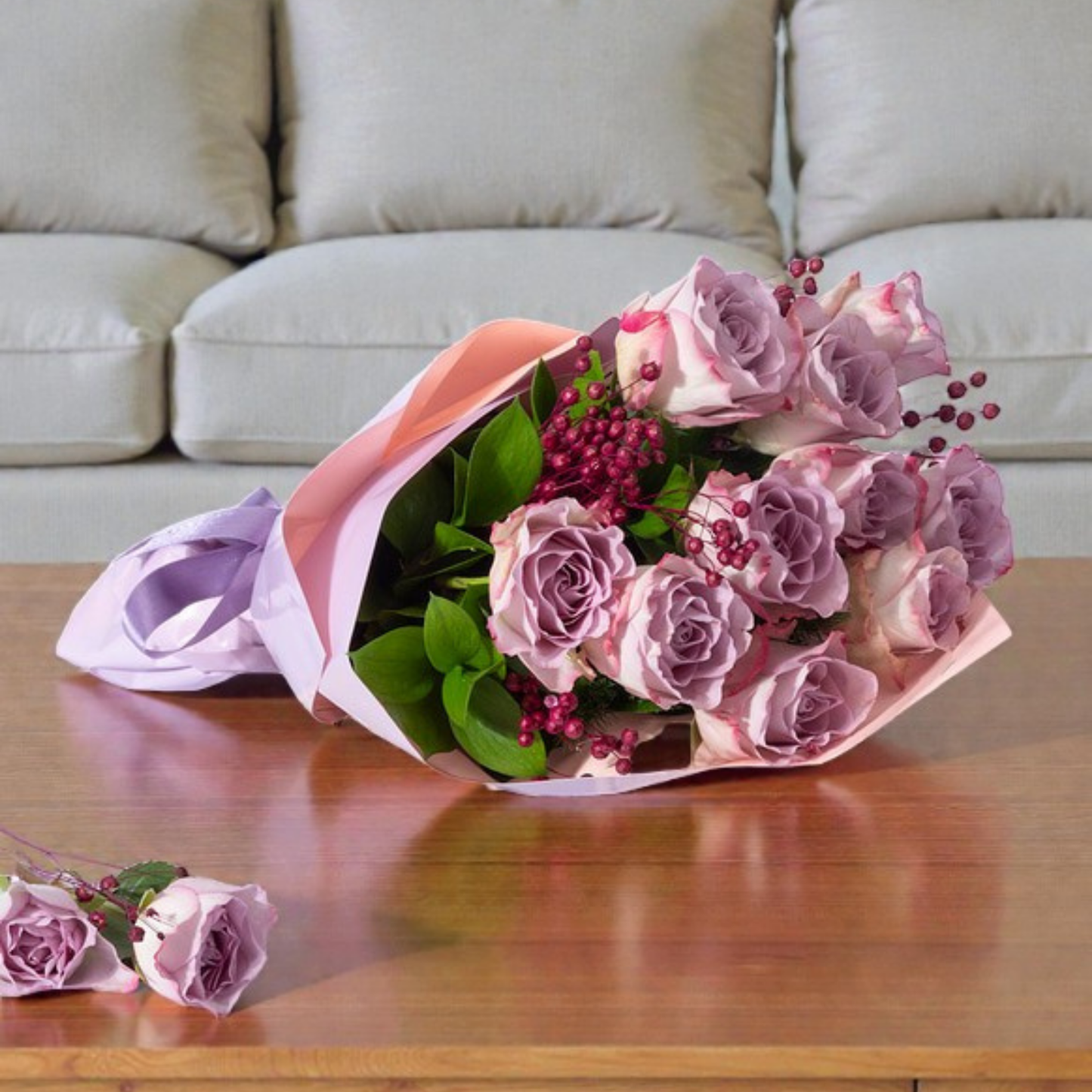 Lilac Dream – Lila Pembe Bukette 10 Lila Gül