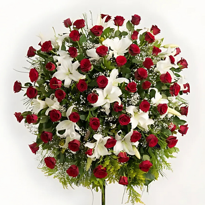 Görkemli Tören Ferforje Gül ve Lilyum Aranjmanı - Rosentra | Premium Flowers