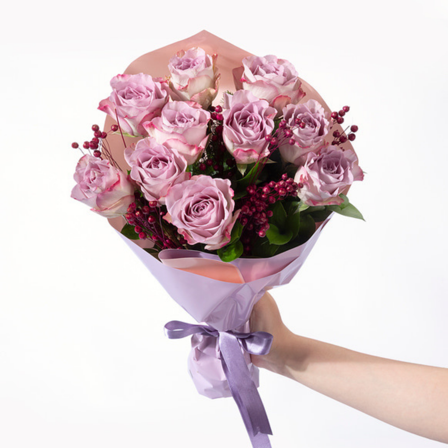 Lilac Dream – Lila Pembe Bukette 10 Lila Gül