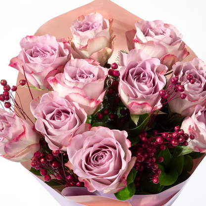 Lilac Dream – Lila Pembe Bukette 10 Lila Gül