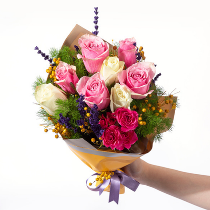 Sunny Rose – Sarı Bukette Gül ve Lavanta