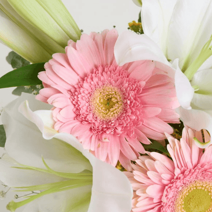 Vazoda Lilyum ve Pembe Gerberalar - Rosentra | Premium Flowers