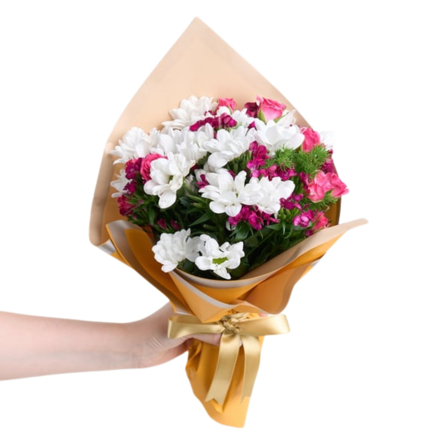 Golden Smile – Sarı Bukette Çardak Gül ve Papatya