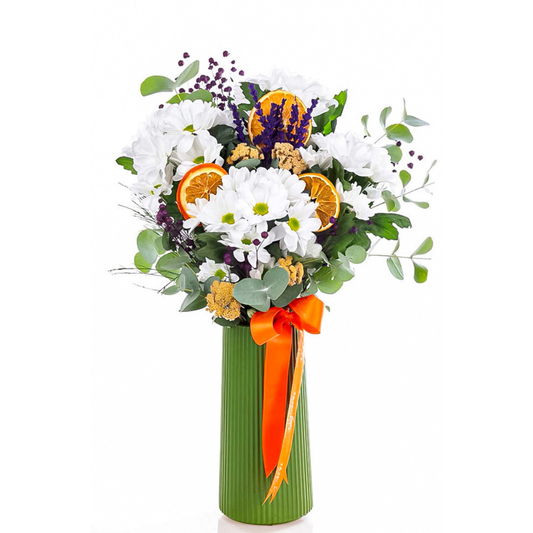 Sunny Bliss – Yeşil Vazoda Papatyalar