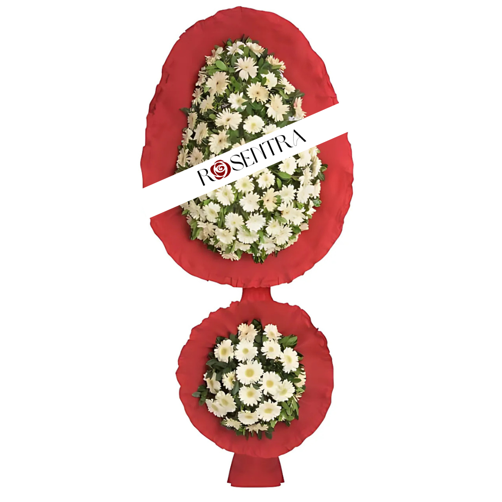 Beyaz Gerberalar Çift Katlı Çelenk - Rosentra | Premium Flowers